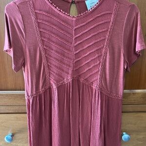 Knox Rose Pink Pleated Short Sleeve Blouse